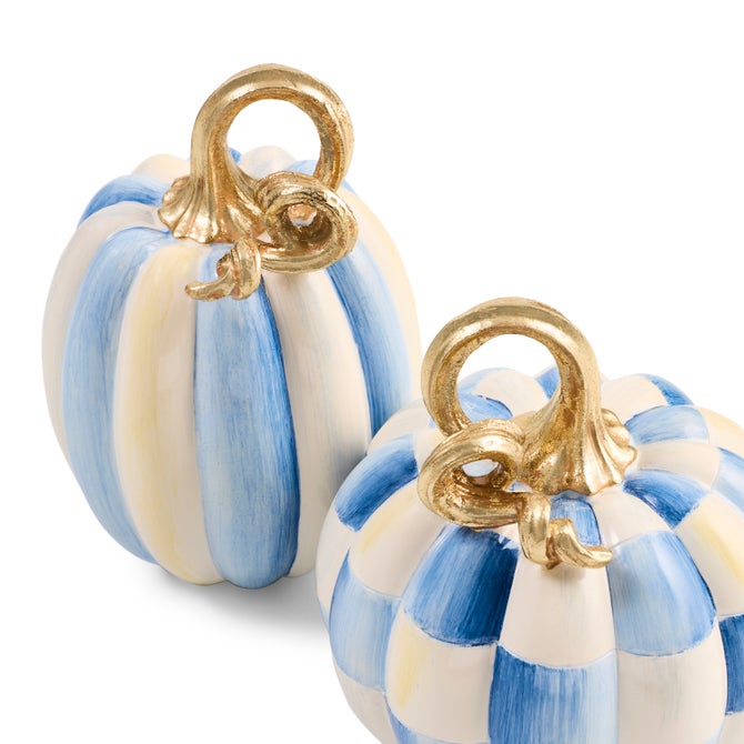 Royal Check and Stripe Petite Pumpkins, Set of 2