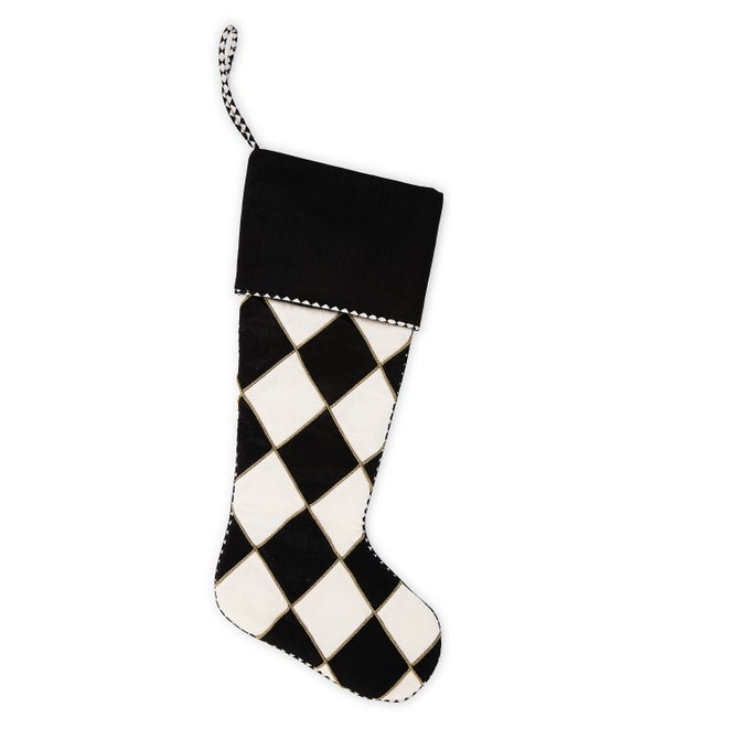 Courtly Noel Black Harlequin Stocking