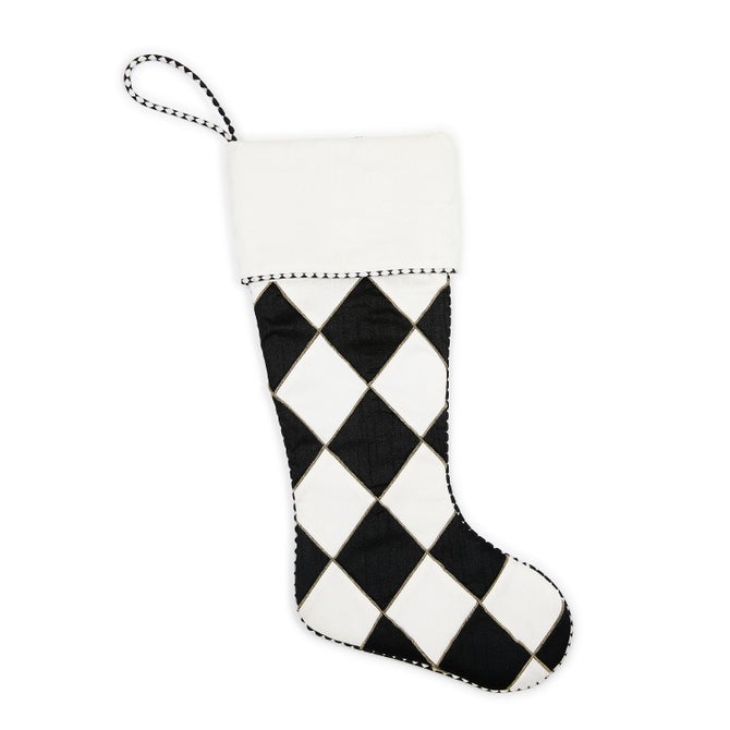 Courtly Noel Cream Harlequin Stocking