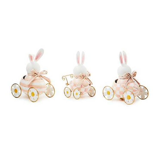 Rosy Meadow Bunnies in Cars Figurines, Set of 3