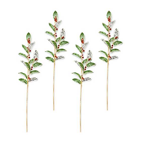 Holly Beaded Spray Stem, Set of 4