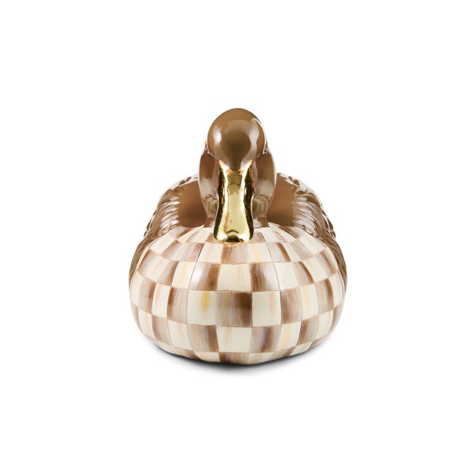 Mocha Check Mallard Duck Figurine