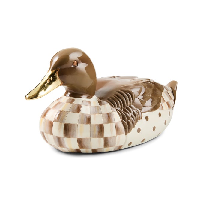 Mocha Check Mallard Duck Figurine