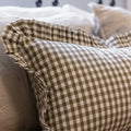 Ruffle Lumbar Olive Gingham Pilow