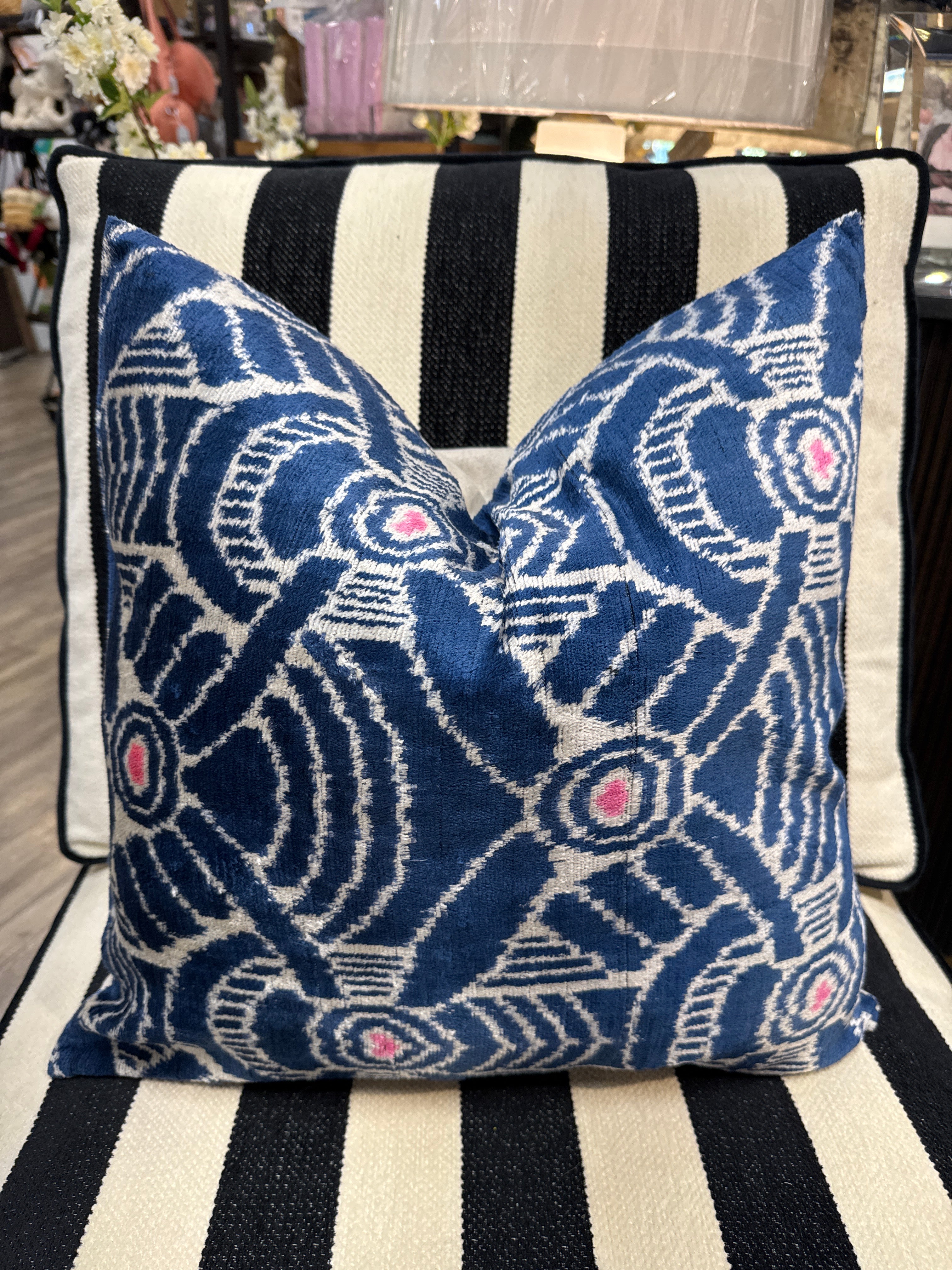 Navy & Cream Accent Pillow 20x20