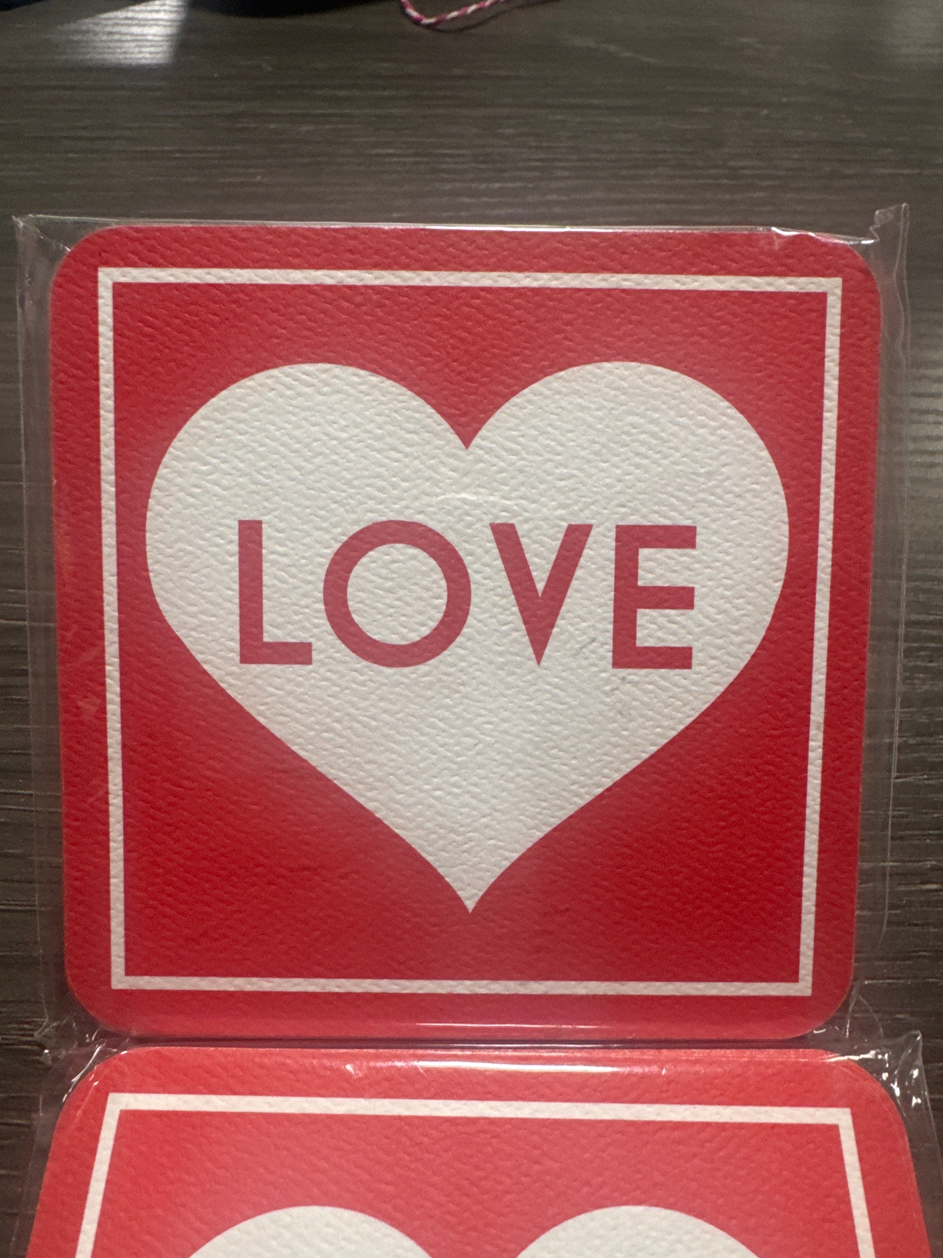 Red & White Love Heart Paper Coaster