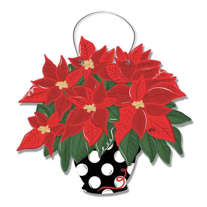 Vibrant Poinsetta Christmas Door Hanger
