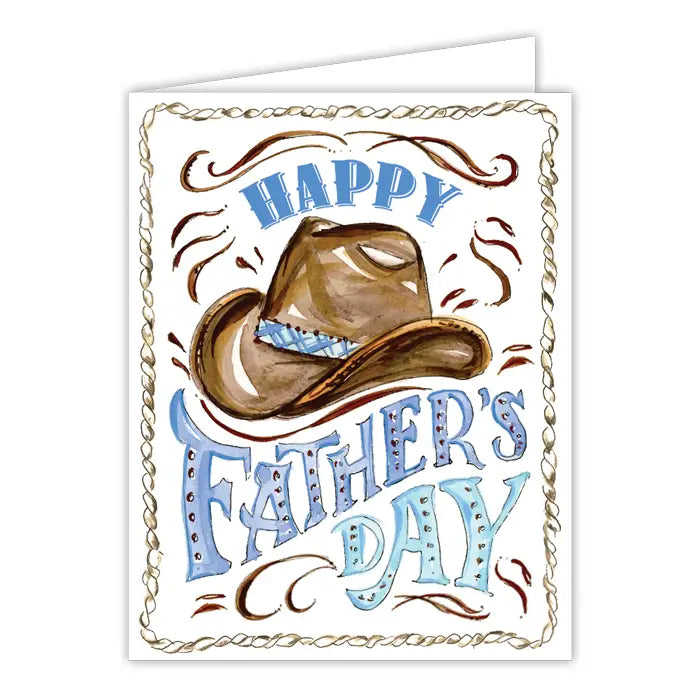 Handpainted Happy Father's Day Cowboy Hat Greeting Card
