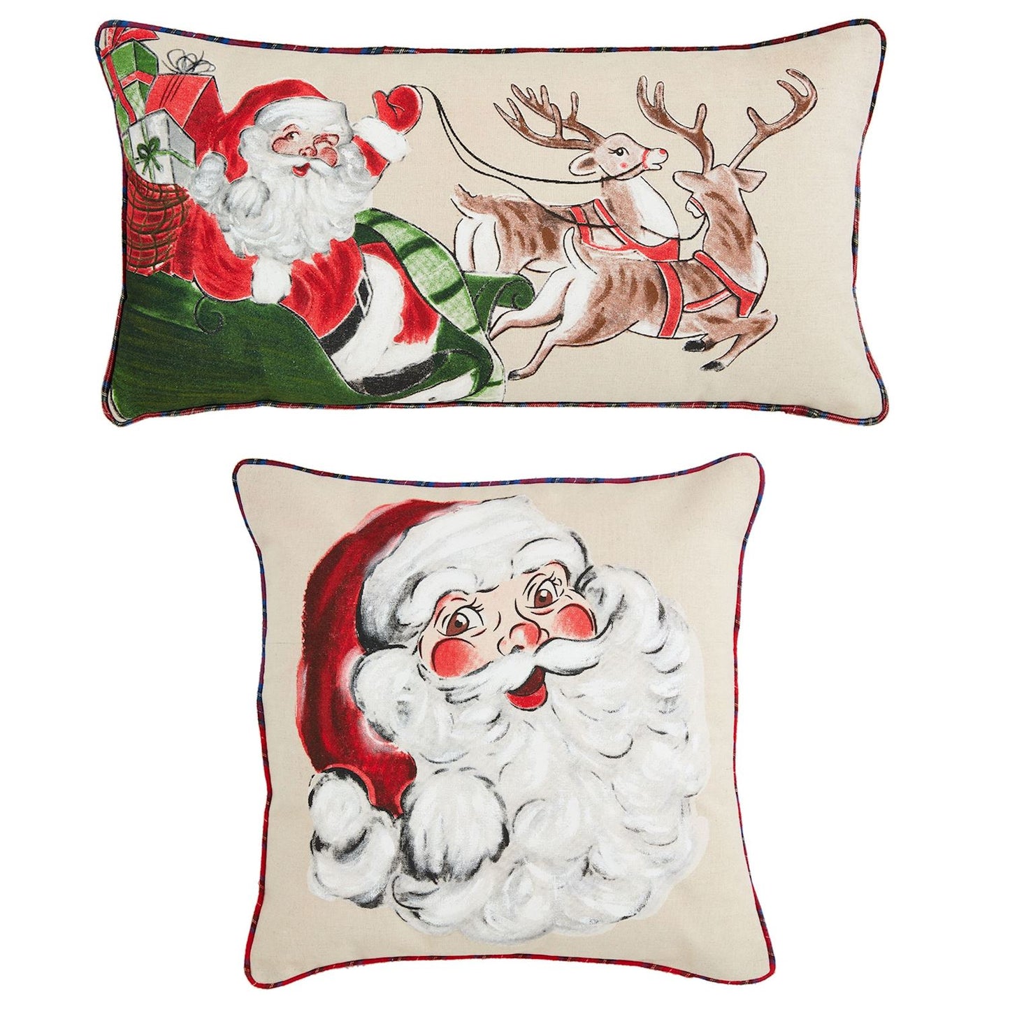 Santa on Sleigh Classic Christmas Painted Pillow