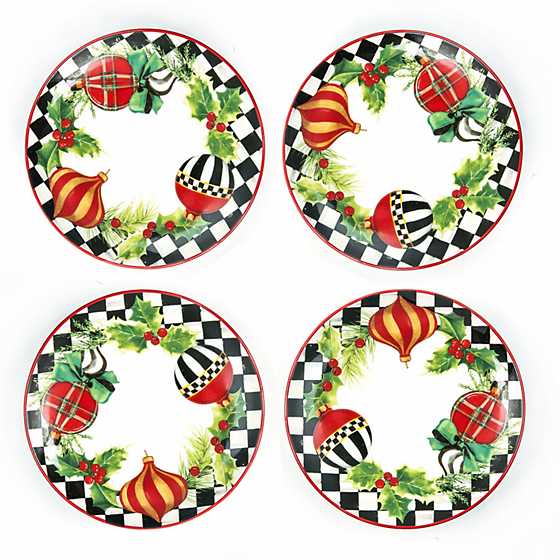 Deck the Halls Appetizer Plates, Set of 4