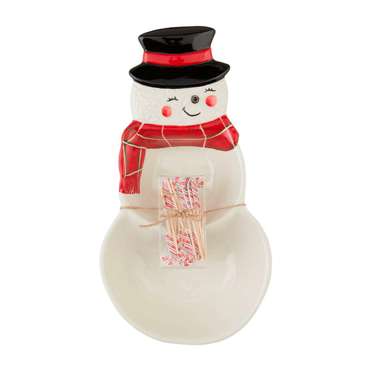 Snowman Double Dish & Toothpick Set