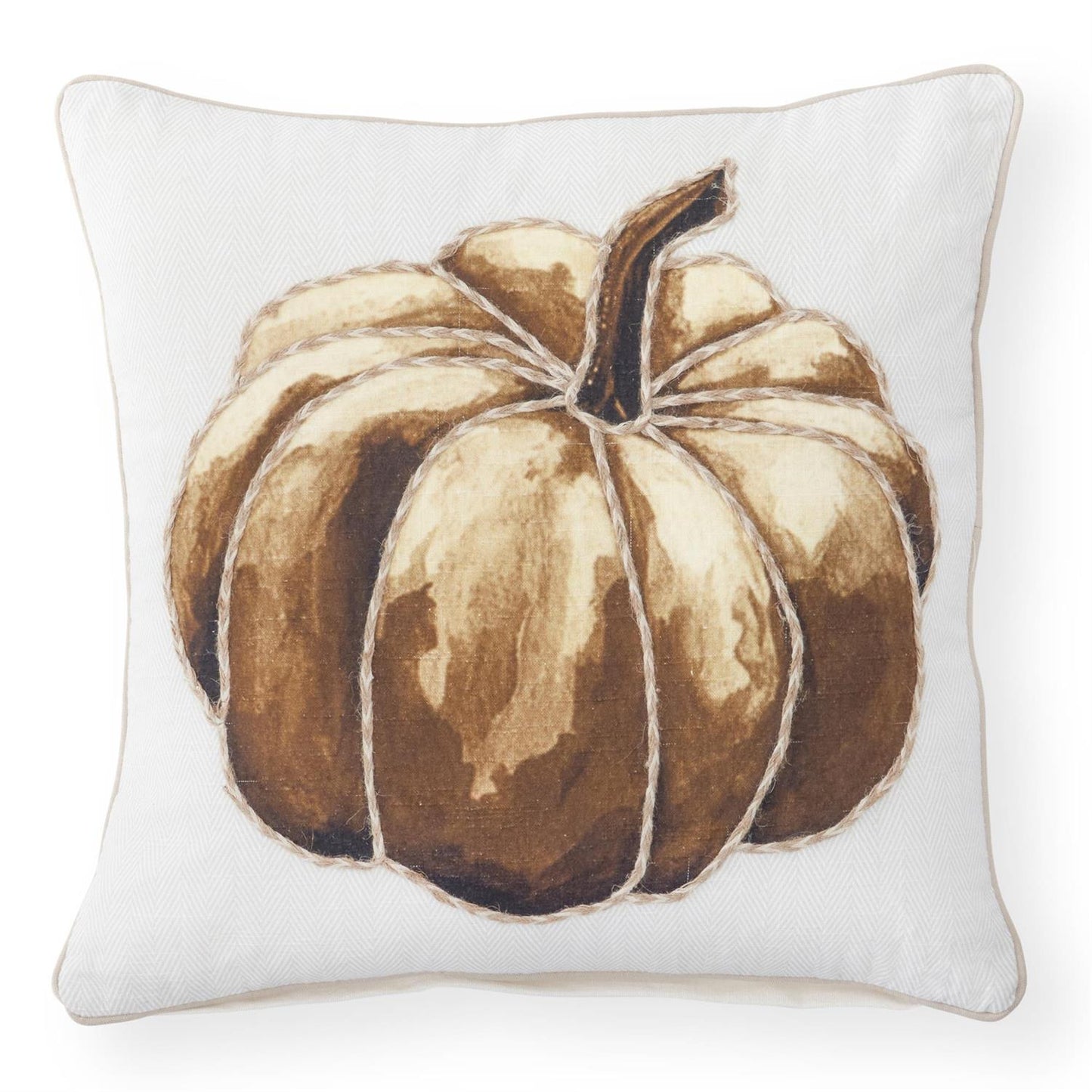 Herringbone Brown Pumpkin Square Pillow
