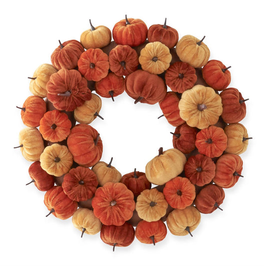 Yellow Rust & Orange Velvet Pumpkin Wreath