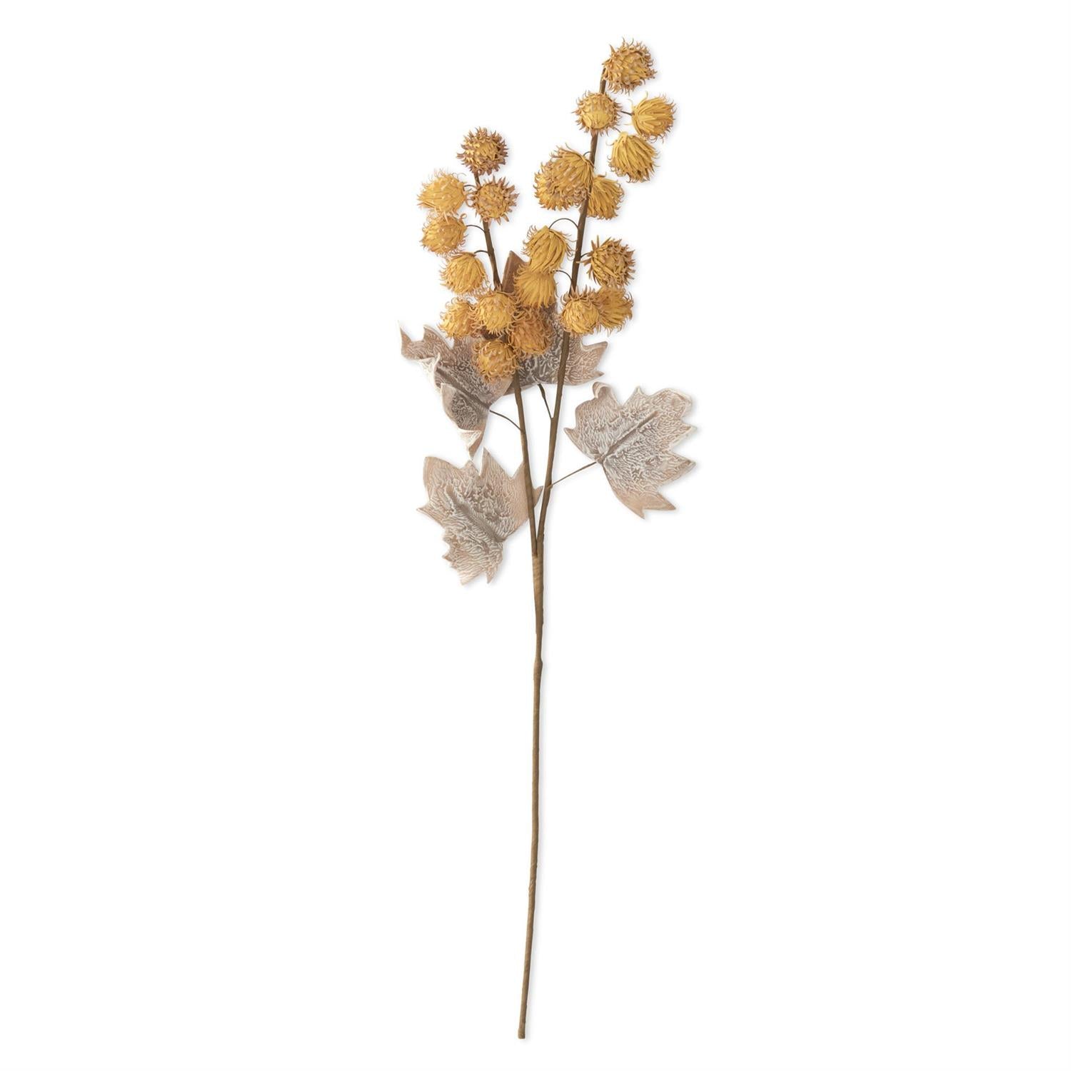 Yellow Eva Pod Spray w/Tan Leaves