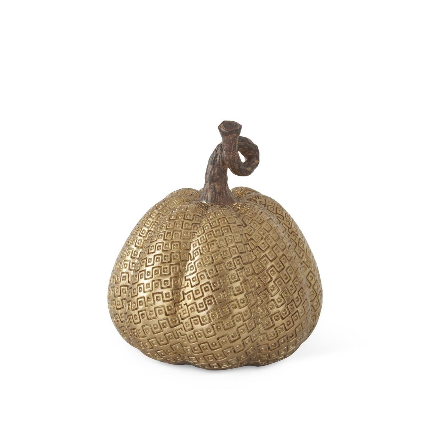 Gold Resin Maze Embossed Pumpkin 5.25 Inch