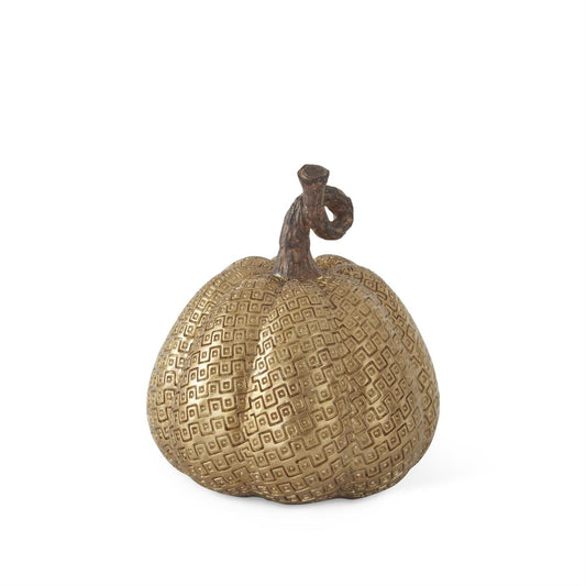 Gold Resin Maze Embossed Pumpkin 5.25 Inch