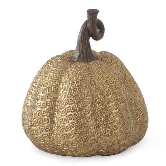 Gold Resin Maze Embossed Pumpkin 8 Inch