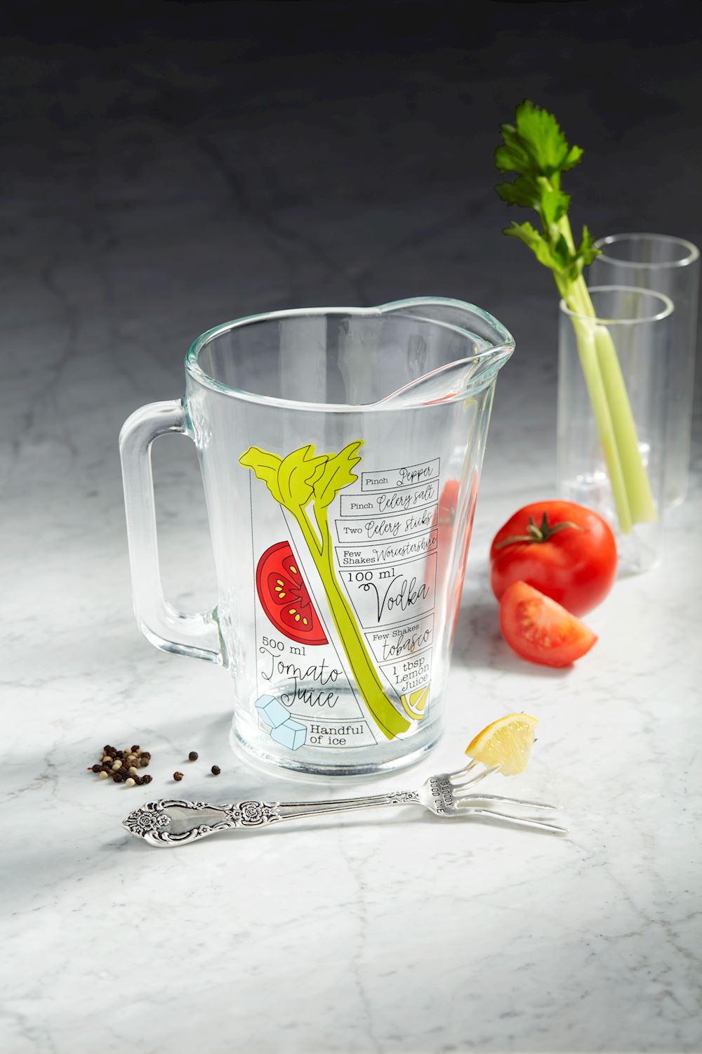 Bloody Mary Recipe Pitcher Set