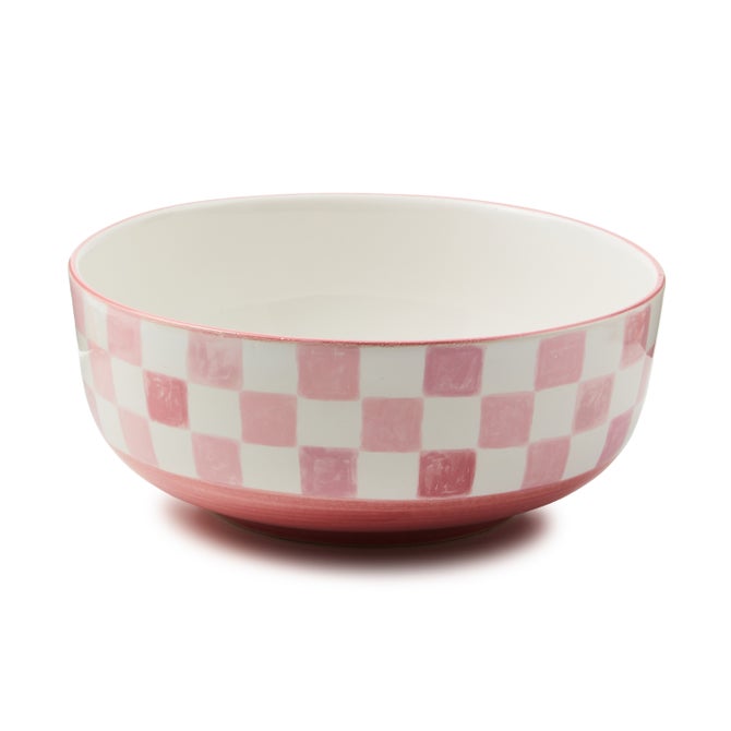 Pink Check Serving Bowl