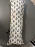 Navy Blue 14x36 Floral Pillow, Cream Blue Throw Pillow