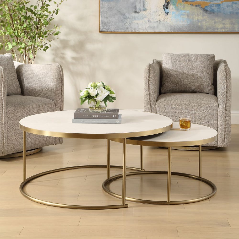 Aragon Nesting Coffee Tables, White, S/2