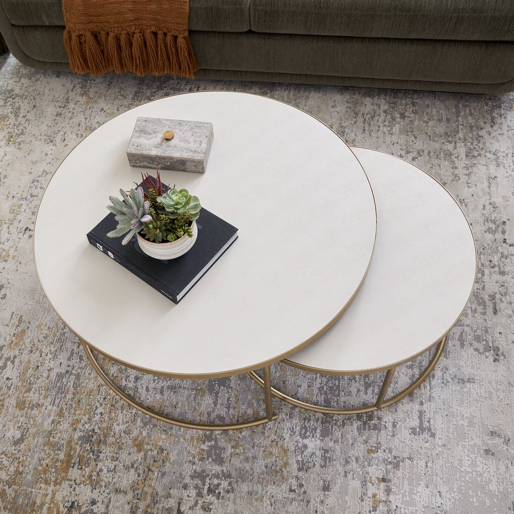 Aragon Nesting Coffee Tables, White, S/2