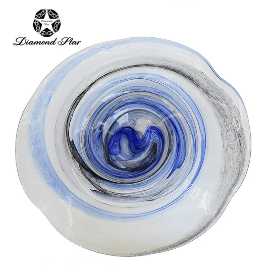 Glass Blue and White Wall Disc