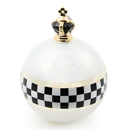 Black & White Crown Jumbo Glass Ball Ornament