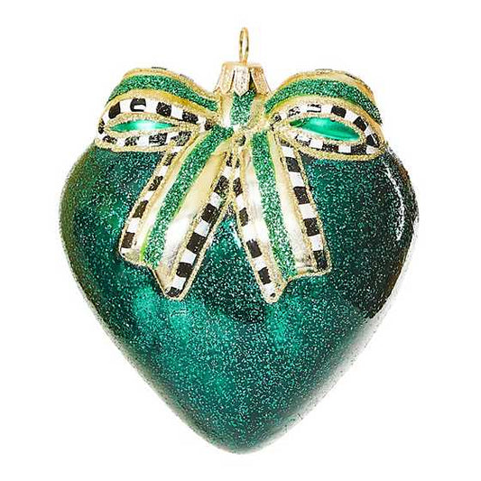 Emerald Luxe Heart Glass Ornament