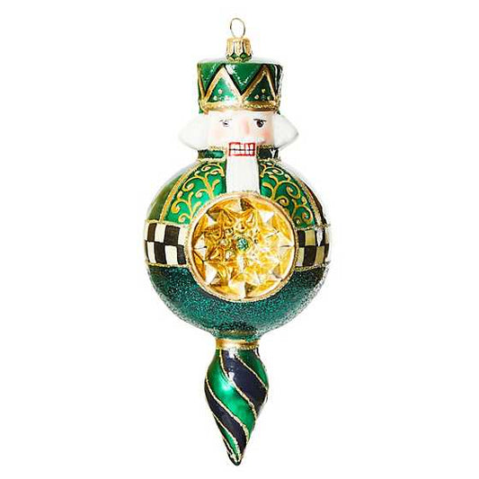 Emerald Luxe Nutcracker Reflector Glass Ornament