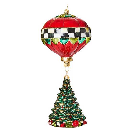 Cozy Christmas Balloon Tree Glass Ornament