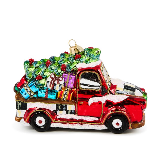 Santa's Hitting the Road Glass Ornament