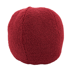 Faux Fur Ball Pillow Red