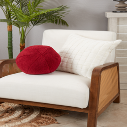 Faux Fur Ball Pillow Red