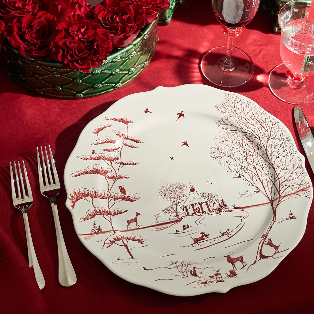 Winter Frolic Charger/Platter - Ruby