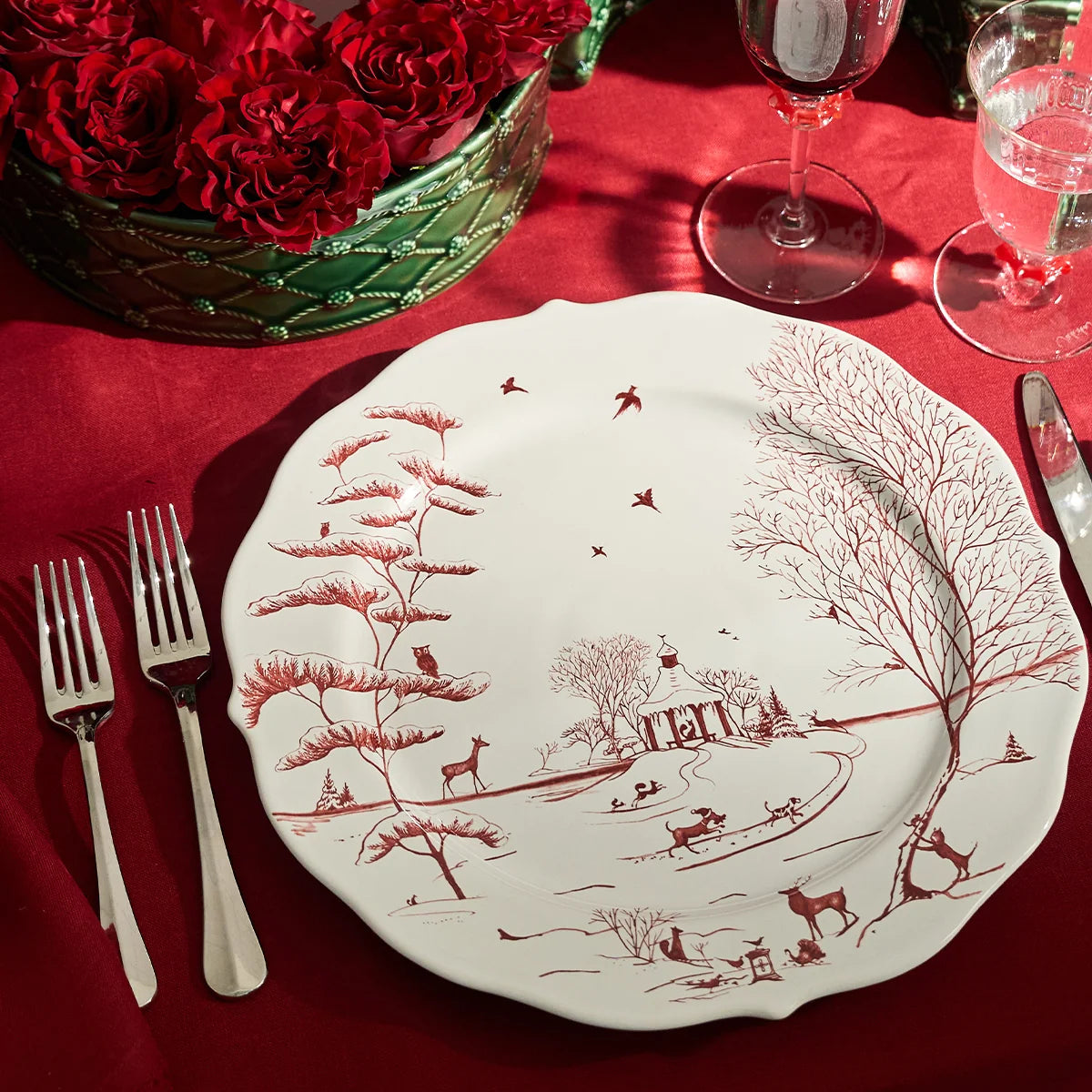 Winter Frolic Charger/Platter - Ruby