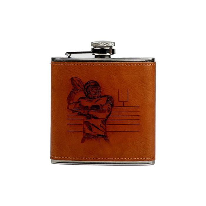 Leather Hip Flask - American Football