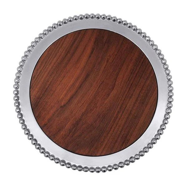 Pearled Round Cheese Board, Dark Wood