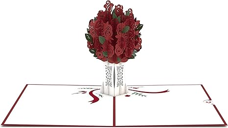 Red Rose Arrangement Classic Pop Up Card