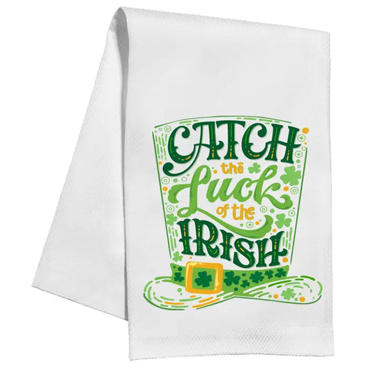 St Pat's Tophat Catch the Luck of the Irish Kitchen Towel