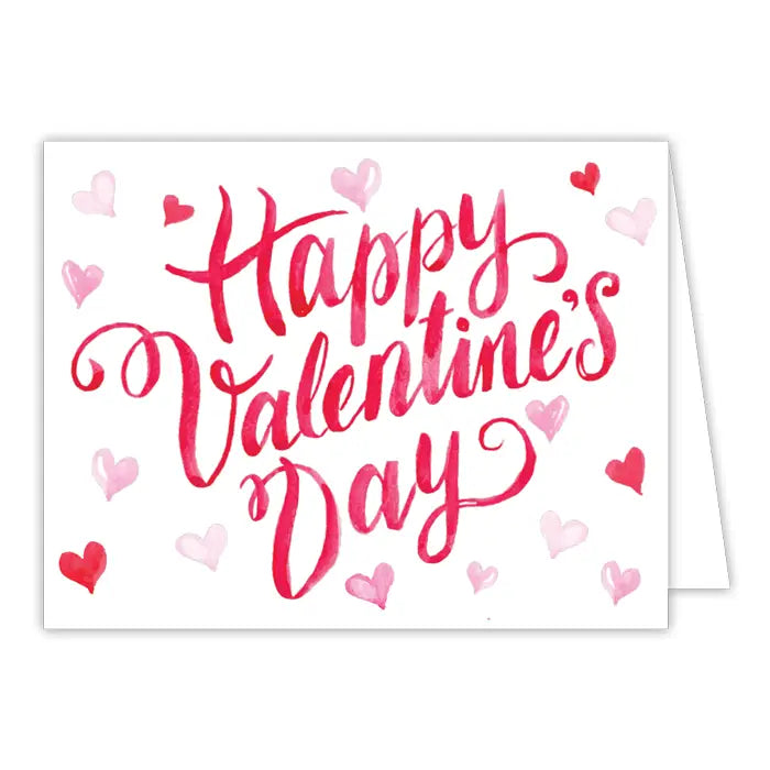 Happy Valentine's Day Red and Pink Hearts Greeting Card