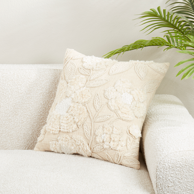 Embroidered Floral Pillow 20"