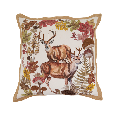 Embroidered Deer Pillow 20"
