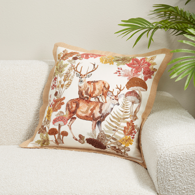 Embroidered Deer Pillow 20"
