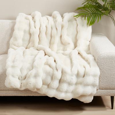 Ivory Bubble Faux Fur Throw