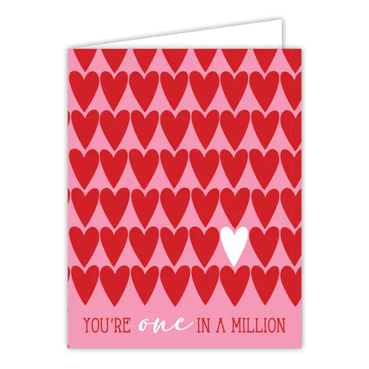 You're One in A Million Red Hearts On Pink Greeting Card