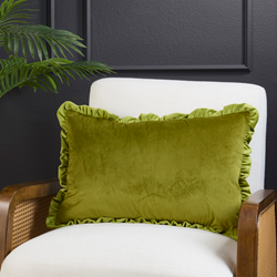 Kiwi Velvet Ruffle Pillow 16x24