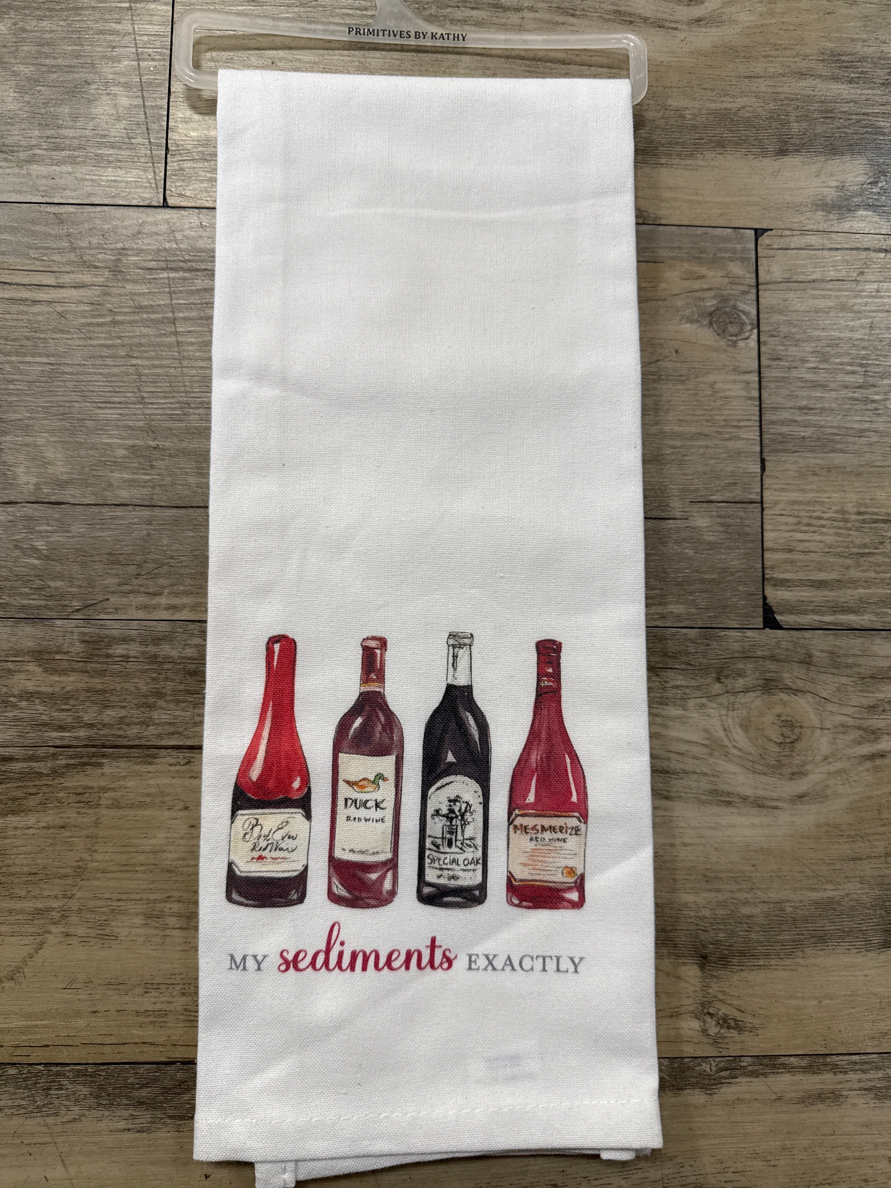 Handpainted Red Bottles Tea Towel