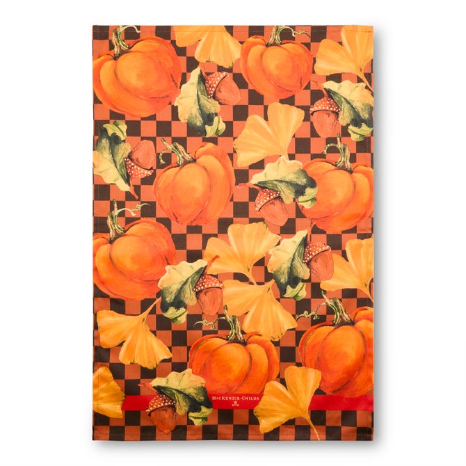 Checked Pumpkin Harvest Printed Dish Towel