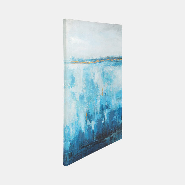 Abstract Hand Embelished Canvas Print, Blue 40x40